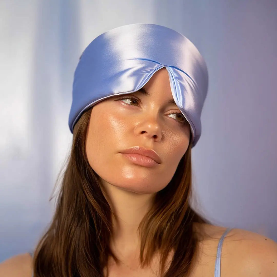 Zijden Slaapmasker met Wimperbescherming – Blauw