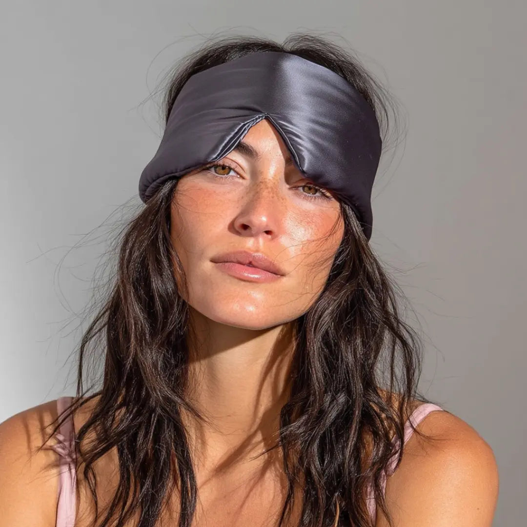 Zijden Slaapmasker met Wimperbescherming – Grijs