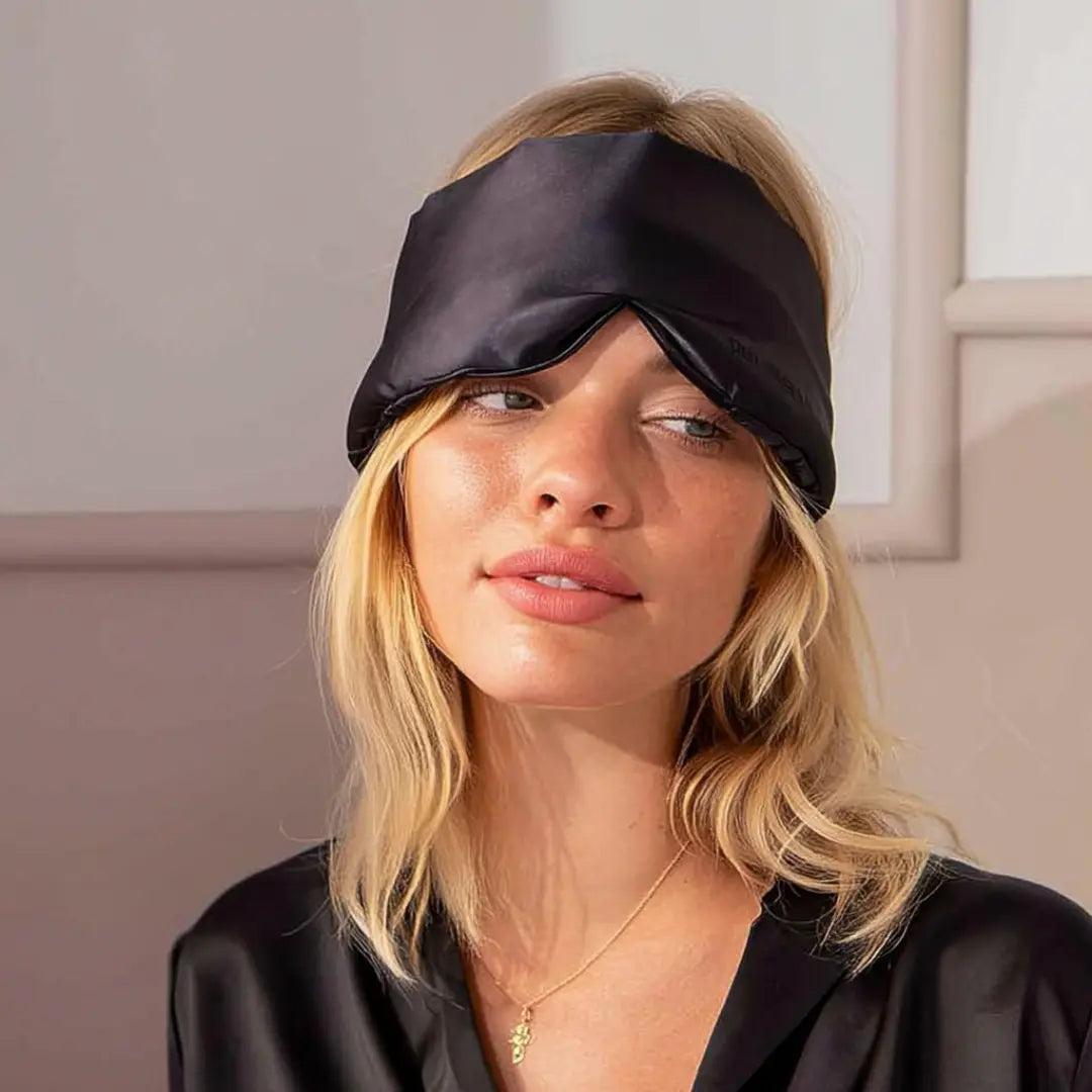 Zijden Slaapmasker met Wimperbescherming – Zwart