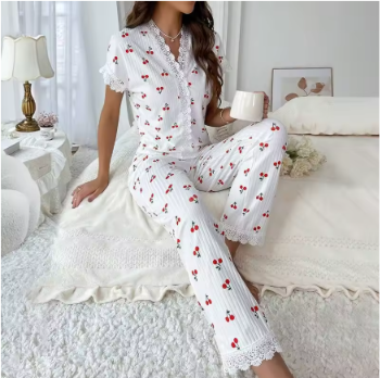 Cherry Pointelle sleep Set